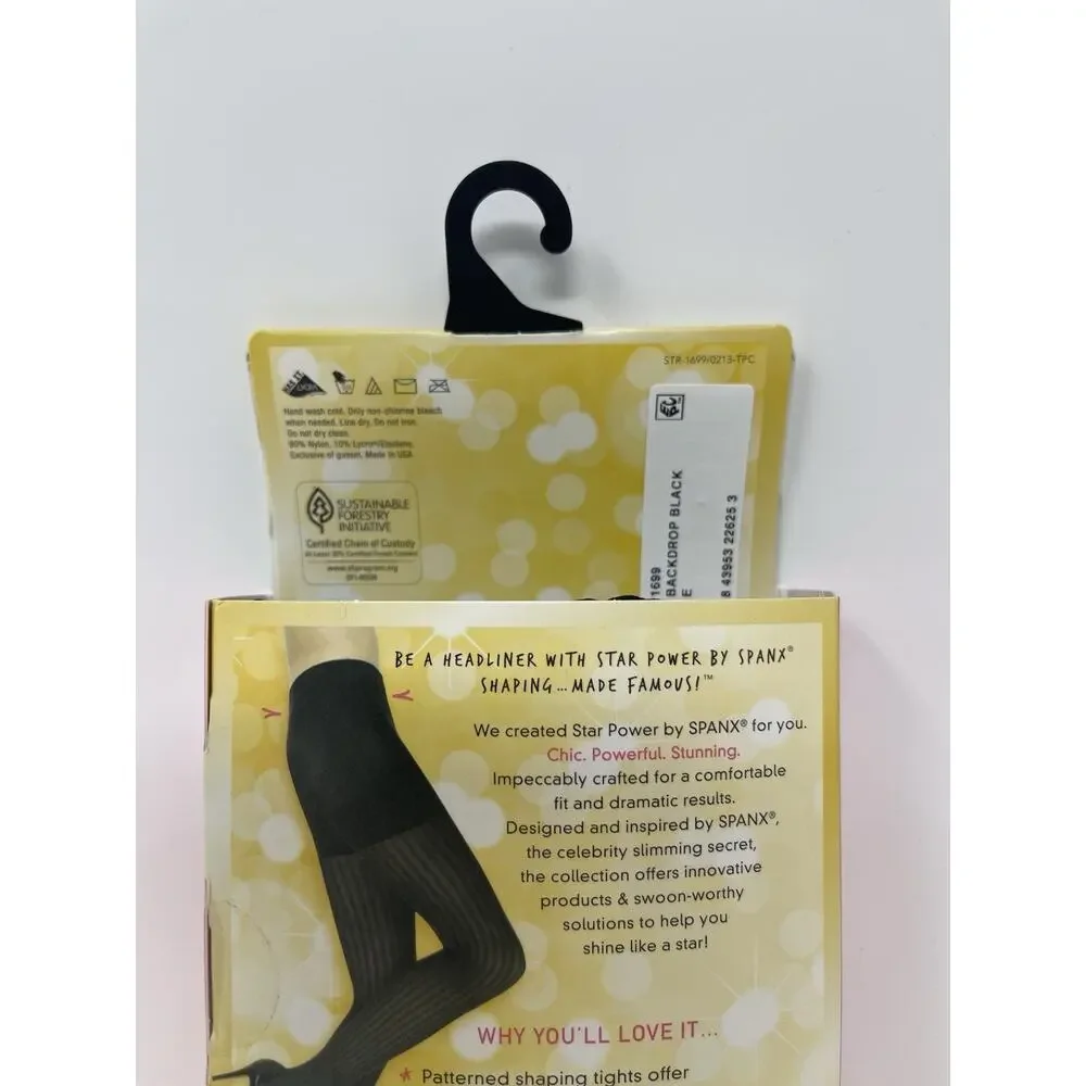 NEW Star‎ Power By SPANX Center-Stage Ribbed Row Shaping Tights Black Size E